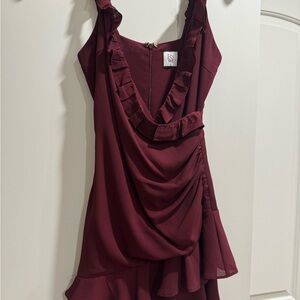 Chic Burgundy Ruffle Mini Dress
